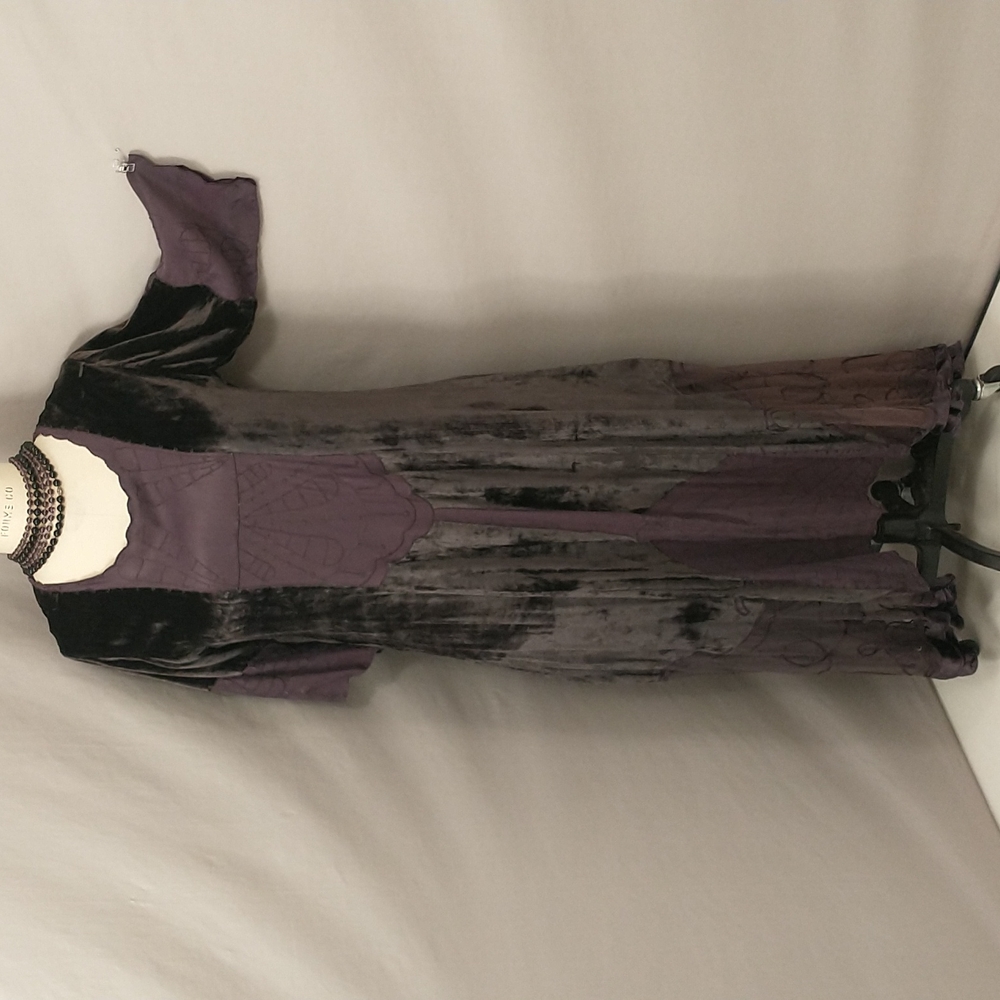 Bohemian Purple Velvet Maxi Caftan Lounge Boho Dress Vintage 90s by Rosa Antique
